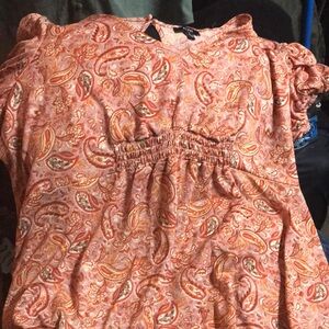 AUW Women's Paisley Blouse in Pink and Orange